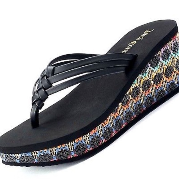 JUICY COUTURE Rainbow Braid Straw Wedge Sandals 11 - Picture 3 of 5